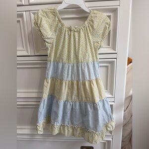 Gymboree Yellow and Light Blue Tiered Cotton Dress